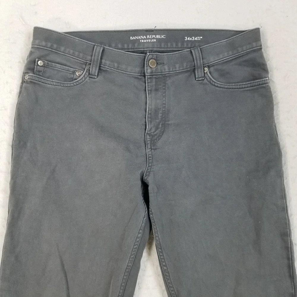 Banana Republic Pants Mens 34x34 Gray Traveler Slim Fit Denim Cotton Stretch